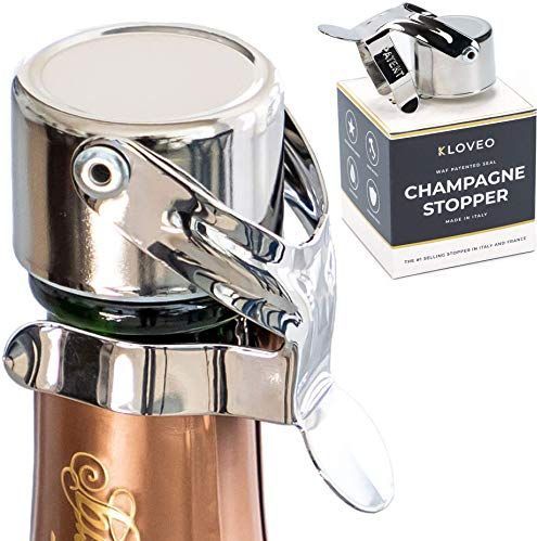 Champagne Stop van Kloveo - Gepatenteerde Sluiting (Geen Drukpomp Nodig) - Professionele WAF Champagne Flessenstop - Prosecco, Cava en Mousserende Wijnen - Gemaakt in Italië