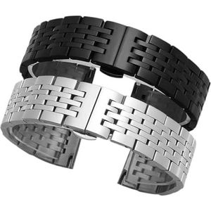 Horloge band roestvrij staal armband riem metalen polsband 12mm 14mm 16mm 17mm 18mm 19mm 20mm 21mm 22mm 23mm 24mm grootte breedte (Color : Silver, Size : 19mm)