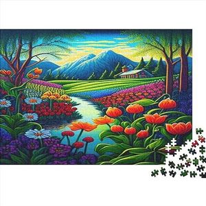 Watervallen hersenkraker houten puzzels voor volwassenen en tieners boom bloem puzzels met voor koppels en vrienden, uitdagende educatieve spelletjes, vierkante puzzel 1000 stuks (75 x 50 cm)