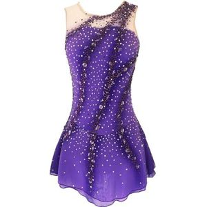 Purper,11/13,PONNYC Mouwloze Schaats Rokken Voor Meisjes Handgemaakte Kunstschaatsjurk Glanzende Rolschaats Kleding Met Strass Steentjes Hoogelastische Turnpakjes Voor Artistieke Gymnastiek