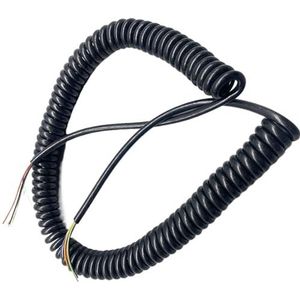 Geveerde Spiraalkabeldraden, 6-aderige zwarte trekveer kabel 0,5 mm 0,75 mm vierkant slijtvast puur koper rekbaar (kleur: 1 meter rekbaar, maat: 6 core 0,75