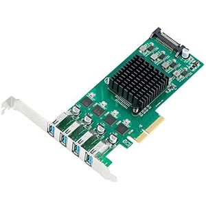 Goufride PCIE aan 4Ports 5Gbps Uitbreidingskaart voor Linux OS 4X Dedicated 5Gbps USB 3.0 Kanaal 20Gbps Banwidth