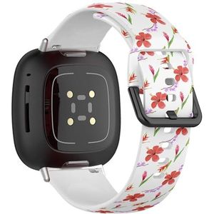 Zachte sportband compatibel met Fitbit Sense/Sense 2 / Versa 4 / Versa 3 (rood roze gember hibiscus paars) siliconen armbandaccessoire