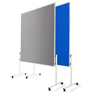 MOB - Vilten Moderatiebord met metalen frame | prikbord/presentatiewand met zwenkwielen | dubbelzijdig | kleur naar keuze 120 x 150 x 185 cm | grijs