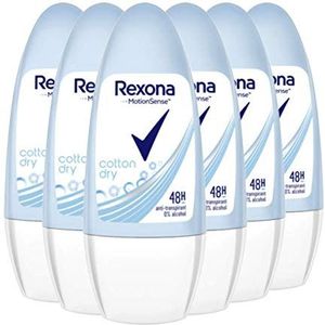 Rexona Cotton Dry Deo Roll-On Women, verpakking van 6 stuks (6 x 50 ml)