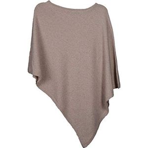 styleBREAKER zacht asymmetrisch gesneden fijn gebreide poncho in effen kleuren, ronde hals, dames 08010042, Kleur:Beige