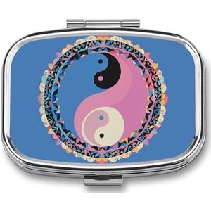 Yin Yang Patroon Pillendoos Pil Case Leuke Pil Organizer Pil Houder Geneeskunde Pil Organizer Pil Container Dagelijkse Pil Organizer Kleine Pillendoos Pil Case voor Portemonnee Pocket