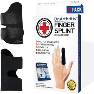 Door artsen ontworpen vingerverband, vingerspalk, pink/middelvinger/wijsvinger - vingerbescherming voor verwondingen met klemmen en spalken [zwart, S/M, paar]