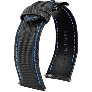 Fiber Nylon Waterdichte horloge met mannelijke wit 20 21 22 23 24mm handgemaakte canvas horlogeband leger sport horloge nylon horlogeband riem (Color : Black blue blue, Size : 23mm)