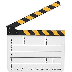 Regisseur Clapperboard, Professionele Regisseur Acryl Film Clapperboard 30x25CM Action Clap Film Photography Tool (Whiteboard met gele strook (PAV1YWE4))