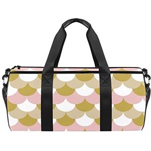 Pompoen licht & spookpatroon reizen duffle tas sport bagage met rugzak draagtas gymtas voor mannen en vrouwen, Rose Goud Zeemeermin Staart, 45 x 23 x 23 cm / 17.7 x 9 x 9 inch