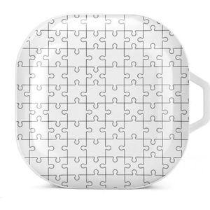 Witte puzzel stukjes oordopjes hoesje compatibel met Samsung hard shell beschermhoes witte stijl