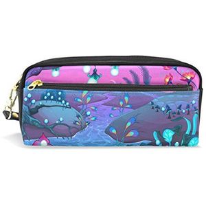 Eslifey Fantasy Night Landschap Draagbare Pouch PU Lederen School Pen Case Stationaire Potlood Zakken Waterdichte Cosmetische Tas Make-up Beauty Case