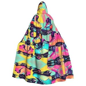 FRGMNT Retro Rolschaatsen Kleurrijke print Mannen Hooded Mantel, Volwassen Cosplay Mantel Kostuum, Cape Halloween Dress Up, Hooded Uniform