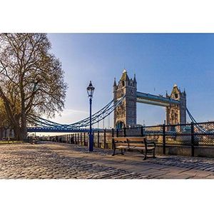 Renaiss 1.5x1m Londen Tower Bridge Achtergrond Banken Ijzeren Hek Bomen Heldere Lucht Mooie Landschap Fotografie Achtergrond Londen Reizen Landmark Bruiloft Portret Schieten Fotostudio Props