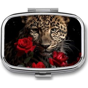 Rechthoekige pillendoos met 2 compartimenten (designnaam) pillenorganizer, waterdichte medicijnorganisatordoos voor reizen, metalen pillencontainers voor medicatieplanner