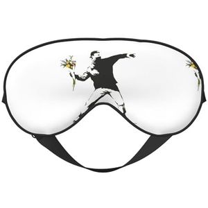 Witte bloemenwerper, uniseks, elastisch, verstelbaar gespontwerp, verduisterend, slaapmasker voor thuis, reizen, yoga, kantoor, dutje