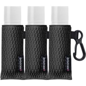 SIDESUGAR 3 stuks lippenbalsemhouder, chapstickhouder sleutelhanger draagbare elastische sleutelhanger houder clip-on mouw chapstick zakje lippenstifthouder (zwart), Zwart