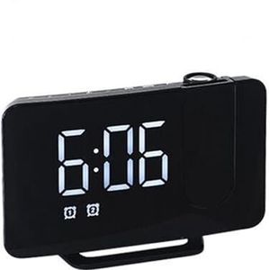 FM-radio LED Digitale Slimme Wekker Kijktafel Elektronische Desktopklokken USB Wake-up Klok Met 180° Tijdprojector Snooze Duidelijke Projectie(White)
