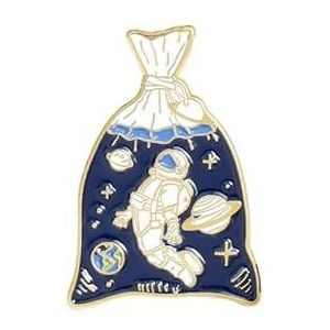 Leuke cartoon astronaut broche planeet ruimtevaarder honderd met pin anti-slip gesp druppelolie broche (Color : XZ3592)