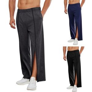 Heren Joggingbroek - Moderne Heren Joggingbroek | Katoenen Jongens Slim Fit Vrijetijdsbroek | Sportbroek - Trainingsbroek - Trainingsbroek Met Rits Over De Gehele Lengte joggingbroek(Grey A,3XL)