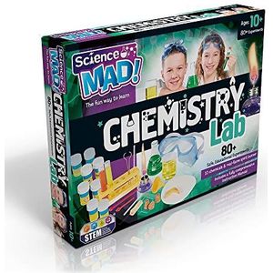 Science Mad SM40 Chemistry Lab Kit voor kinderen - Meer informatie over chemicaliën met 80+ veilige, educatieve leuke experimenten - Inclusief 10 chemicaliën en echte vlambrander, 10+ jaar,