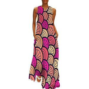 Zeemeermin drakenschubben dames enkellange jurk slanke pasvorm mouwloze maxi-jurk casual zonnejurk 2XL