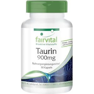 Fairvital | Taurine 900mg capsules - HOOG GEDOSEERD - VEGAN - voedingssupplement 90 capsules