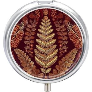 Draagbare Pillendoos Pillendoosje Kastanjebruin Goud Patroon Reizen Pillendoos Kleine Pil Case Dagelijkse Pil Container Pil Organizer Pocket Geneeskunde Doos Leuke Pil Case
