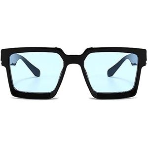 GALSOR Futuristische hippe coole feestzonnebril Amerikaanse straatmodel vierkante zonnebril (kleur: zwart blauw, maat: vrije maat)