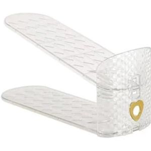 Schoenenrek Licht Luxe Dubbellaags Verstelbaar Schoenopbergrek Huishoudelijk Verwijderbare Schoensteun Plastic Schoenenopslag Schoenenrek Sterk en duurzaam(White)