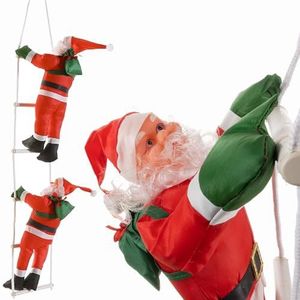 Ruhhy Klimende kerstman op de ladder met 2 kerstman kerstdecoratie voor binnen en buiten, weerbestendig, 120 cm 22519