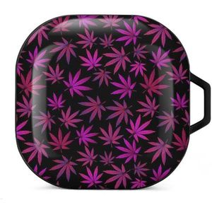 Paars onkruid oordopjes hoesje compatibel met Samsung hard shell beschermhoes zwart stijl