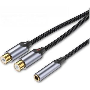 RCA-kabel 3,5 jack/ck naar 2 RCA-splitter vrouwelijk naar vrouwelijk jack/ck 3,5 mm RCA-connector Fit Compatible versterkers Spea/ker tablet AUX-kabel