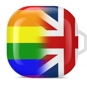 LGBT Pride Britse vlag oordopjes hoesje compatibel met Samsung hard shell beschermhoes wit stijl