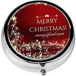 Merry Christmas draagbare pillendoos, 3 compartimenten medicijnpillenetui, bedrukte pillenorganizer voor zakportemonnee en reizen