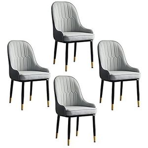 GEIRONV PU Lederen moderne eenvoudige lounge stoel, woonkamer slaapkamer keuken hotel receptie stoel eetkamer stoelen set van 4 Eetstoelen (Color : Gris)