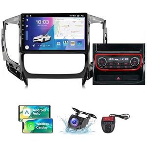 Android 13 Autoradio 2 DIN Compatibel met Mitsubishi L200 5 2015-2019 9 Inch Touchscreen Carplay en Android Auto met Bluetooth/FM RDS/Bediening op het stuur/Achteruitrijcamera(B,NF-7)