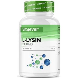 L-Lysine 2000-160 tabletten - 1000 mg per ÉÉN tablet - Van plantaardige fermentatie - Zonder ongewenste toevoegingen - Hoog gedoseerd - Veganistisch