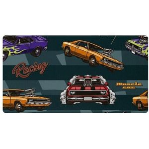 VAPOKF Muscle Cars Racing Geruite Vlaggen Keuken Mat, Antislip Wasbaar Keuken Vloer Tapijt, Absorberende Keuken Mat Loper Tapijt voor Keuken, Hal, Wasruimte