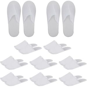 PRITOK 10 paar gastenpantoffels hotelslipper: draagbare antislip pantoffels voor hotel reizen thuis gast gebruik, uniseks badslippers voor maat 36-41 (wit), wit, 42.5 EU
