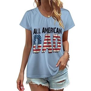 All American Dad Dames V-hals T-shirts Leuke Grafische Korte Mouw Casual Tee Tops 4XL
