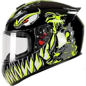 Full Face Motorhelm met Dubbele Achtervleugels DOT Gecertificeerd - Lichtgewicht en Duurzame Volwassen Motorfiets Straat Fietshelm (M)(Green eagle,X-Large)
