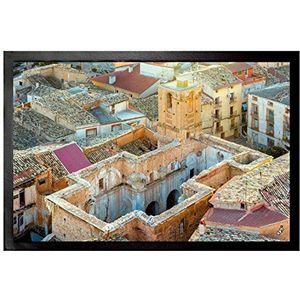 1art1 Huizen Old Town With Of Church Of San Pedro In Ariza, Spain Deurmat 60x40 cm