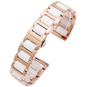 INEOUT Keramische Armband In Roestvrij Staal Horlogeband 20 Mm 22 Mm Horlogeband Man Mode Horloges Band For Horloges Band (Color : Rose gold white, Size : 20mm)