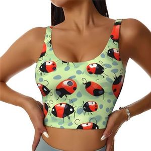 Lieveheersbeestjes Cartoon Print Comfortabel Vrouwen Sport Vest Yoga Workout Vest voor Vrouwen Lichtgewicht Zomer, Zwart, S