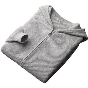 Hgvcfcv Dikke trui met capuchon voor heren, rits vest, merinowol, gebreide kleding, gezellige warme hoodie tops, Lichtgrijs9, XL