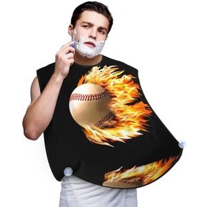 EdWal Fire Baseball Print Baard Bib Baard Catcher Mannen Non-Stick Materiaal Baard Schort Voor Styling En Trimmen, Zwart, Eén Maat