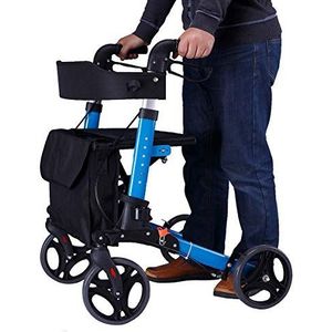 Rollator Walker Ouderen Aluminium Reiswiel met Seat Walker Vierwieler Multifunctionele Winkelwagen