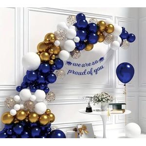 FeestmetJoep® Ballonnenboog Goud night blue - 131-delig ballonnenpakket Goud/night blue - Babyshower feestversiering, Decoratie, Ballonnenboog verjaardag - Huwelijk - Pensioen versiering - Geslaagd